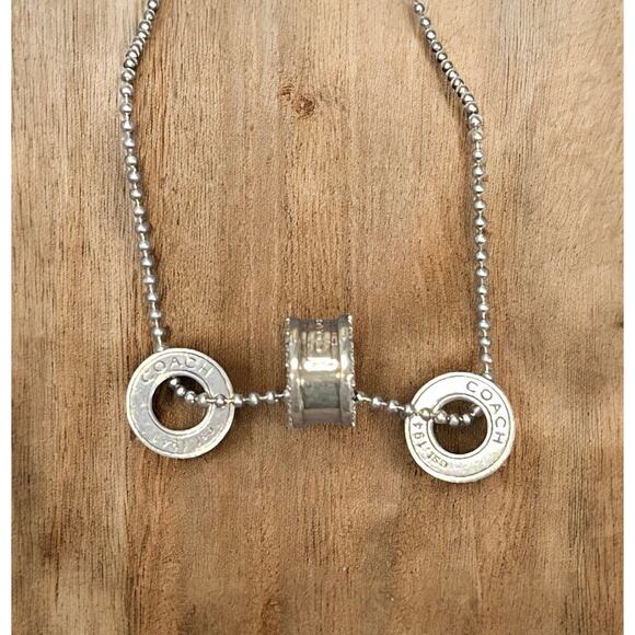 Y2K Coach 95125 Sterling Silver Pavé Crystal Rondell Pendant Necklace - Picture 6 of 10